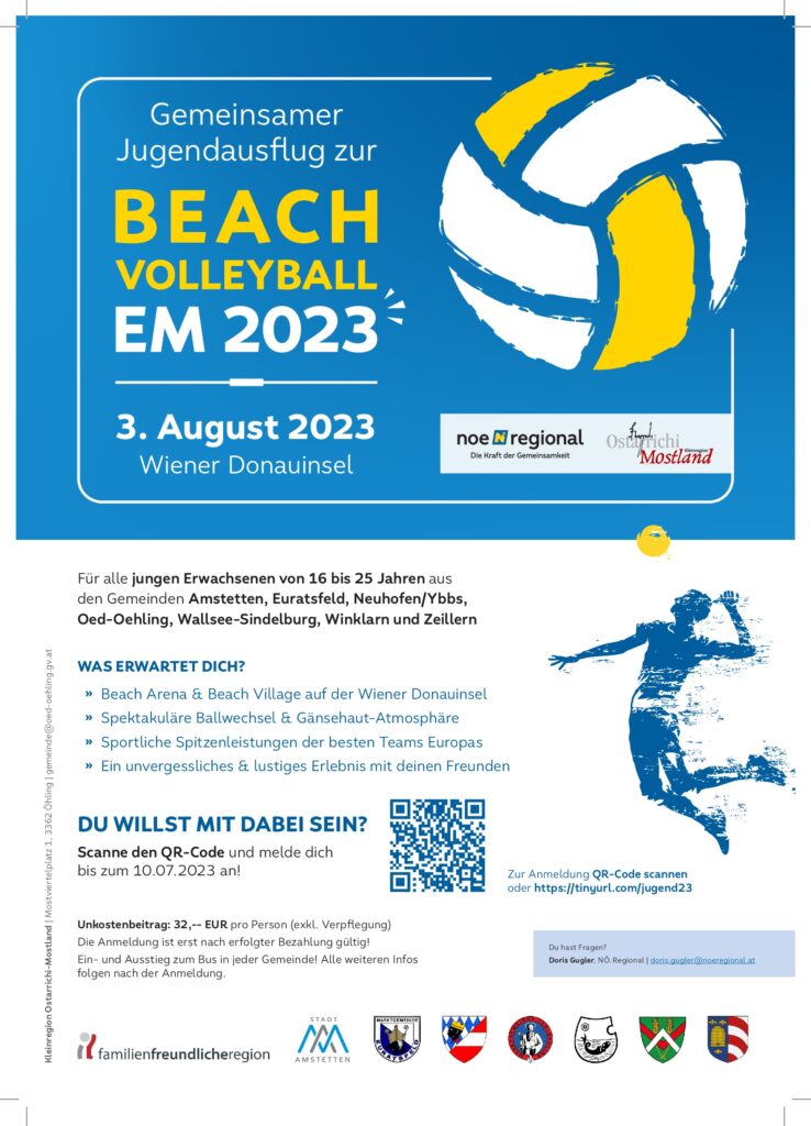 Plakat Jugendausflug zur Beach Volleyball-EM am 3. August 2023