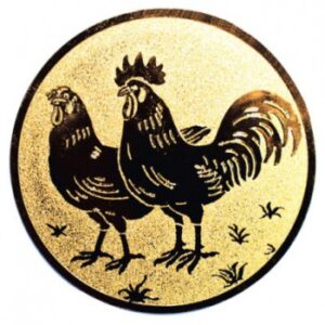 Vereinslogo mit Hahn und Huhn